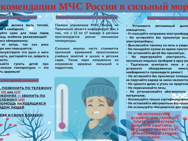 Рекомендации МЧС России в сильный мороз.